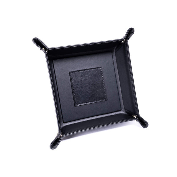 Dacasso Black Leather Travel Change Valet Tray