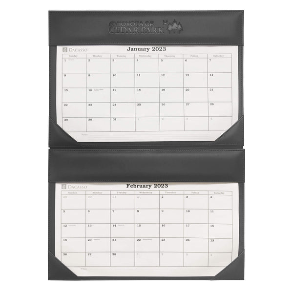 Dacasso Black Leather Wall Calendar Holder
