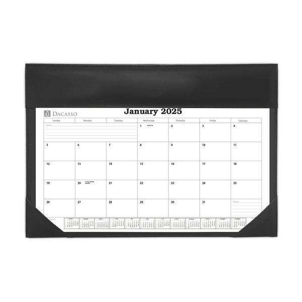 dacasso Black Leather Wall Calendar w/ 2025 Insert