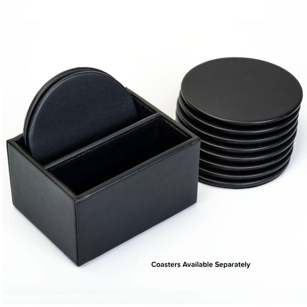 Dacasso Black Leatherette 10pc Coaster Holder