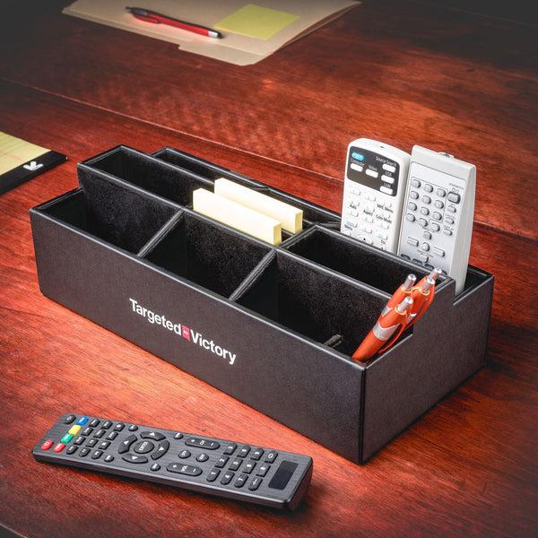 Dacasso Black Leatherette Remote Control Organizer