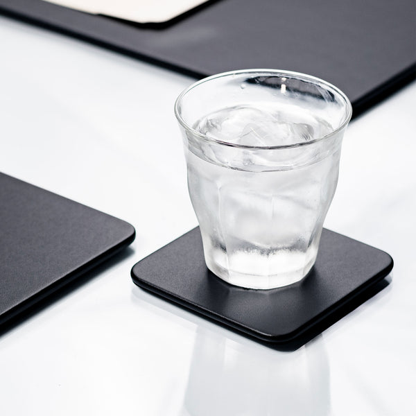 Dacasso Black Leatherette Square Coaster