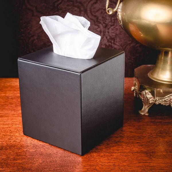 Dacasso Black Leatherette Tissue Box Cover
