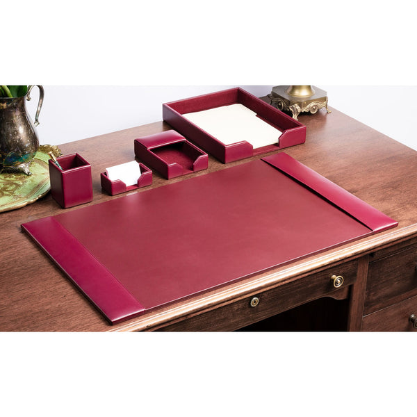 Dacasso Burgundy Bonded Leather 5-Piece Desk Set