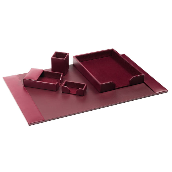 dacasso Burgundy Bonded Leather 5-Piece Desk Set