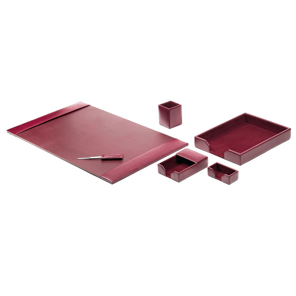 Dacasso Burgundy Bonded Leather 6-Piece Desk Set
