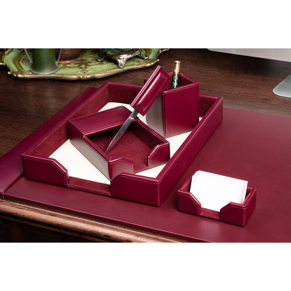 Dacasso Burgundy Bonded Leather 6-Piece Desk Set