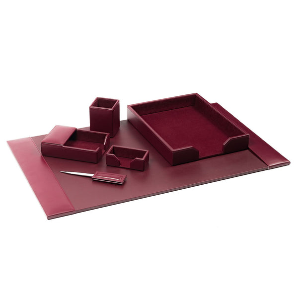 dacasso Burgundy Bonded Leather 6-Piece Desk Set