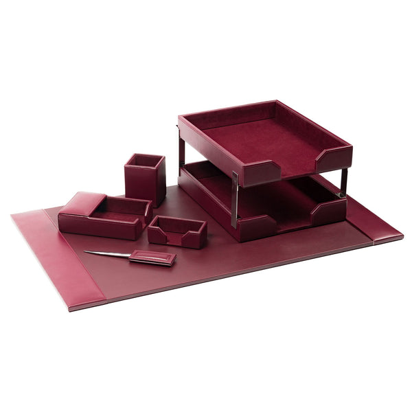 dacasso Burgundy Bonded Leather 8-Piece Desk Set