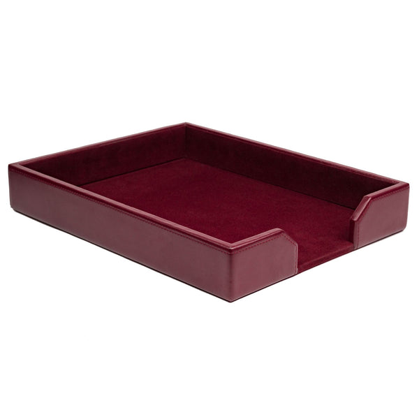 Dacasso Burgundy Bonded Leather Letter Tray
