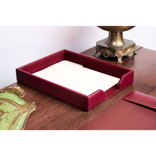 Dacasso Burgundy Bonded Leather Letter Tray