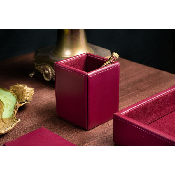 Dacasso Burgundy Bonded Leather Pencil Cup