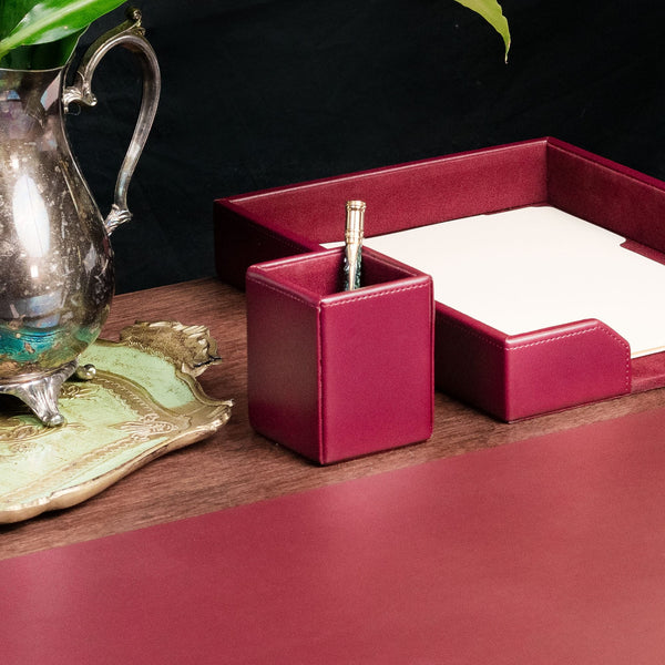 Dacasso Burgundy Bonded Leather Pencil Cup