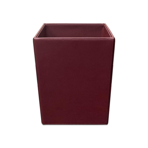 Dacasso Burgundy Bonded Leather Waste Basket 14 Qt
