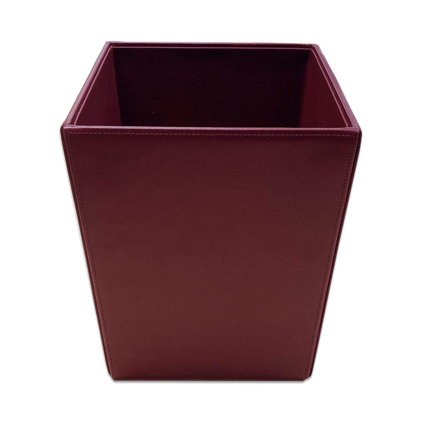 Dacasso Burgundy Bonded Leather Waste Basket 14 Qt