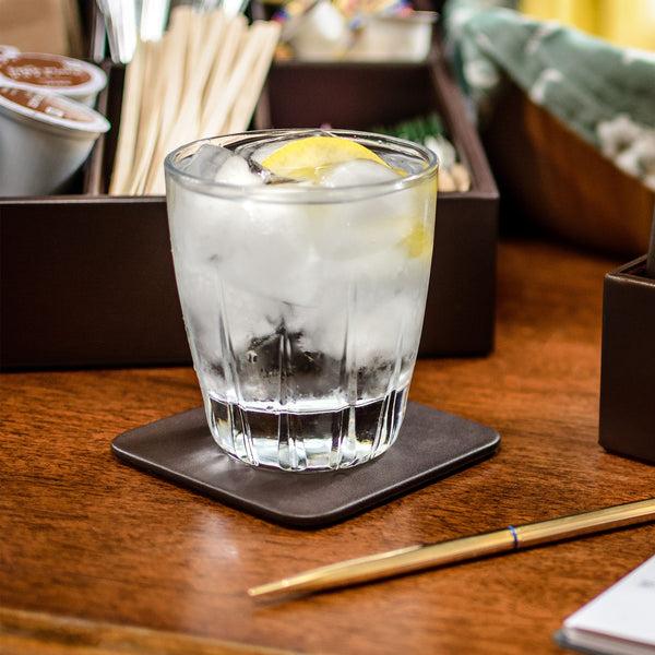 Dacasso Chocolate Brown Leather 4" Square Coaster