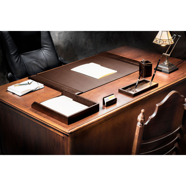 Dacasso Chocolate Brown Leather 5-Piece Desk Set
