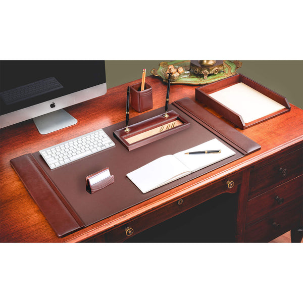 Dacasso Chocolate Brown Leather 5-Piece Desk Set