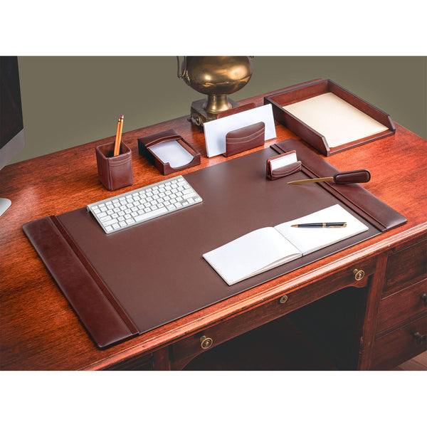 Dacasso Chocolate Brown Leather 7-Piece Desk Set