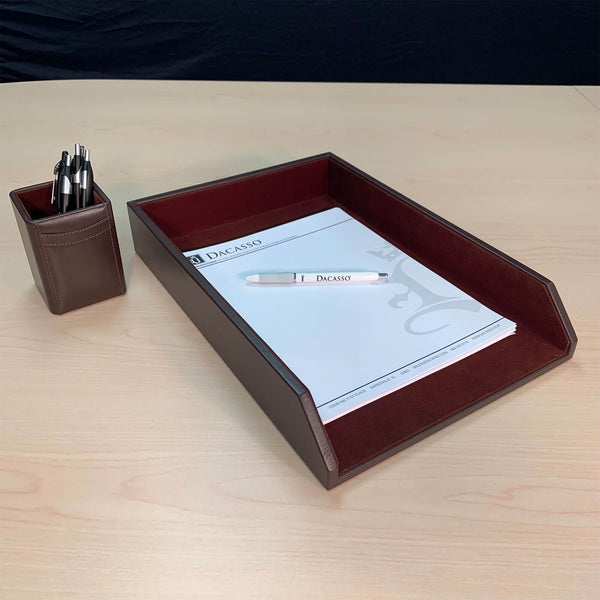 Dacasso Chocolate Brown Leather Legal-Size Tray