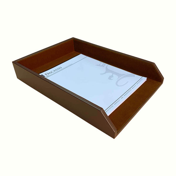 dacasso Chocolate Brown Leather Legal-Size Tray