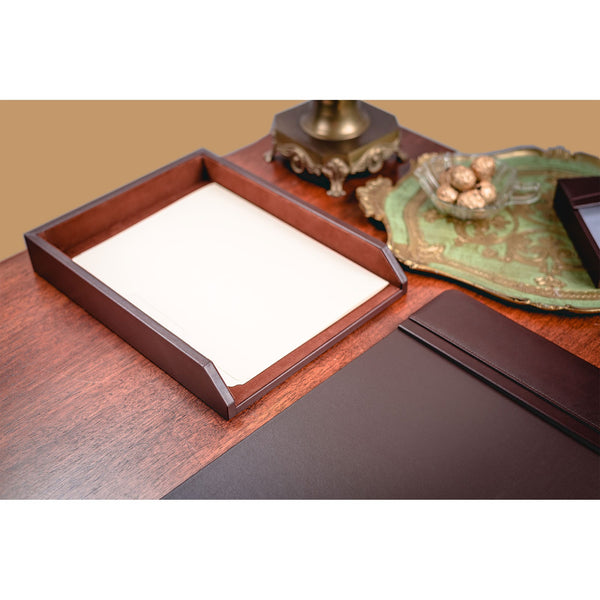 Dacasso Chocolate Brown Leather Letter Tray