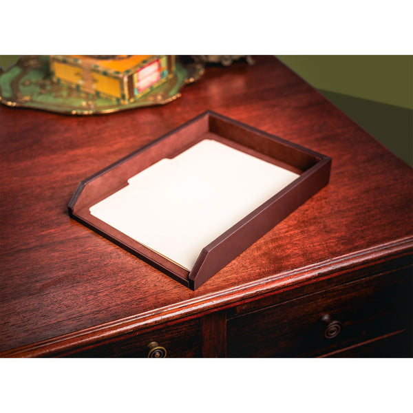 Dacasso Chocolate Brown Leather Letter Tray