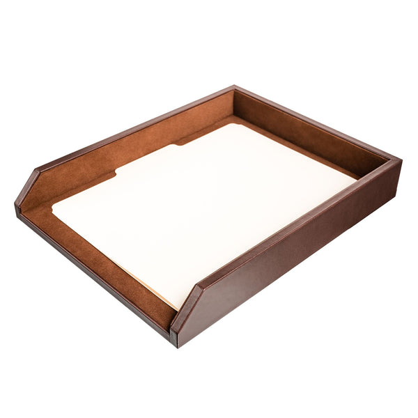 dacasso Chocolate Brown Leather Letter Tray