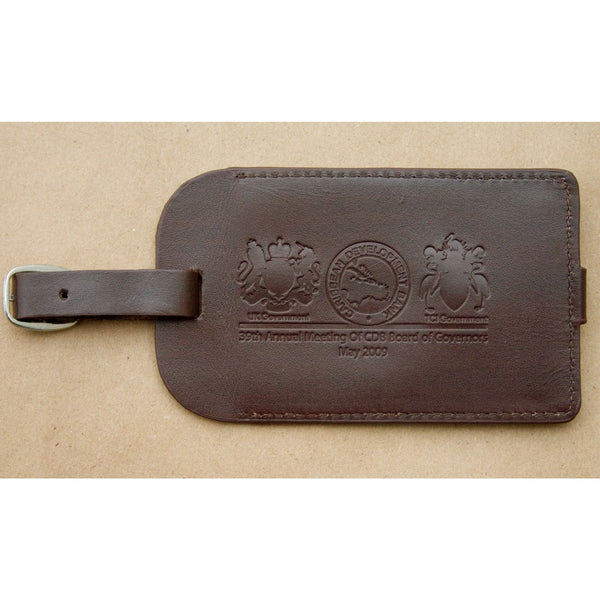Dacasso Chocolate Brown Leather Luggage Tag