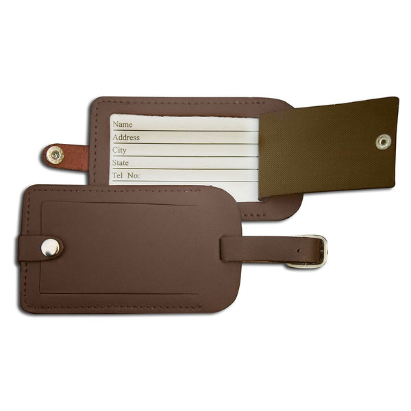 dacasso Chocolate Brown Leather Luggage Tag