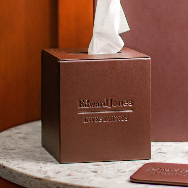 Dacasso Chocolate Brown Leather Tissue Box Cover