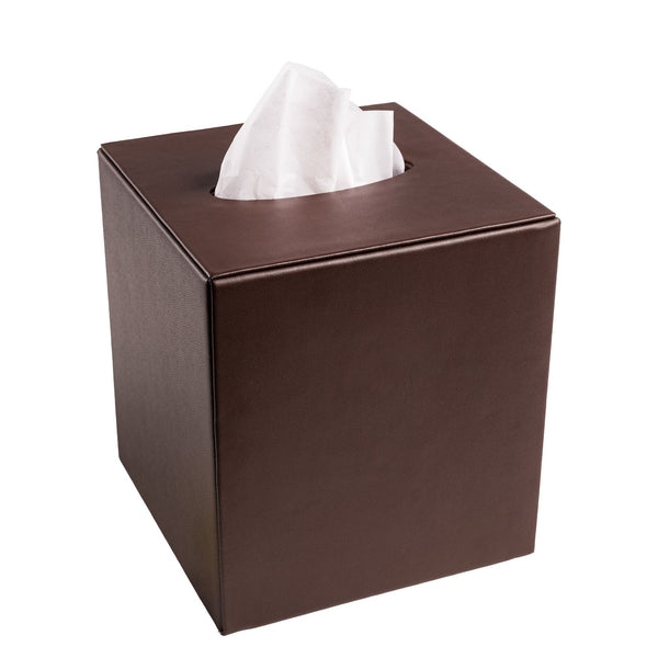 dacasso Chocolate Brown Leather Tissue Box Cover