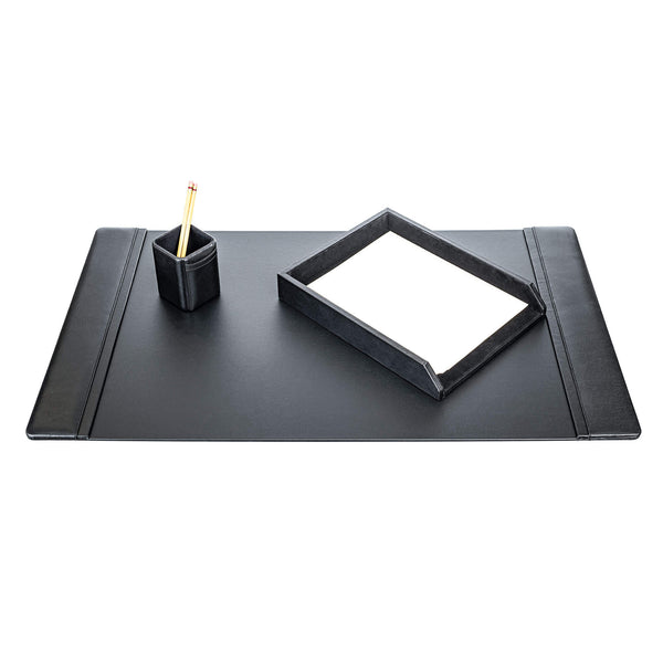dacasso Classic Black Leather 3-Piece Desk Set