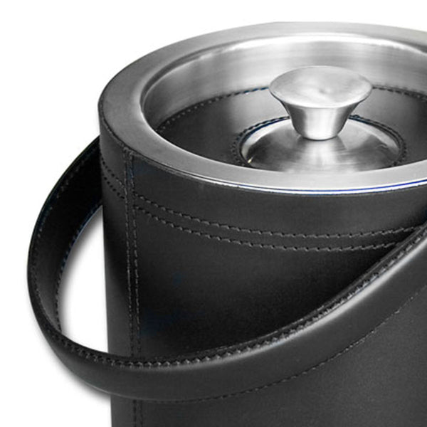 Dacasso Classic Black Leather Ice Bucket