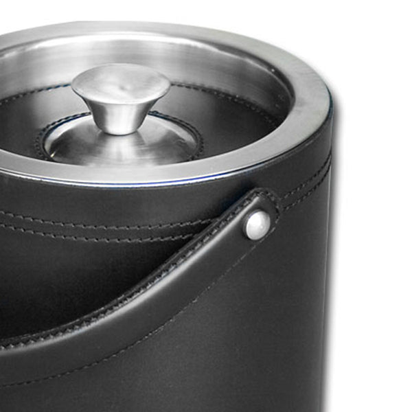 Dacasso Classic Black Leather Ice Bucket