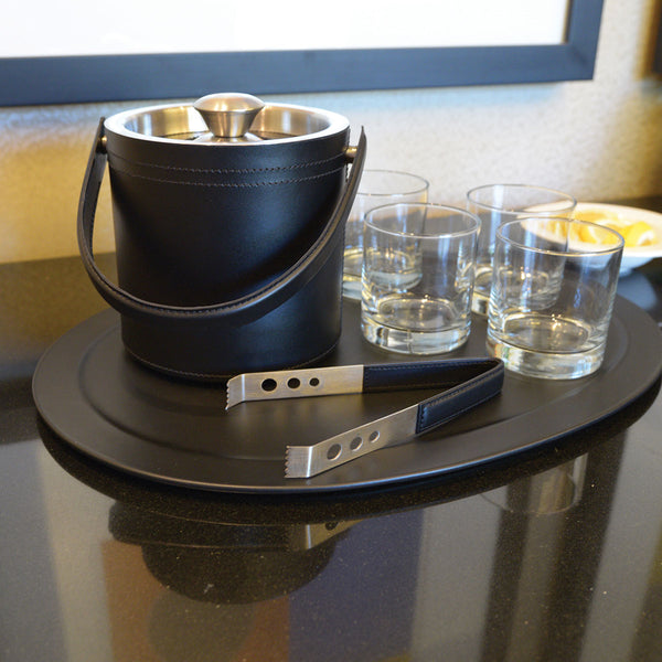Dacasso Classic Black Leather Ice Bucket