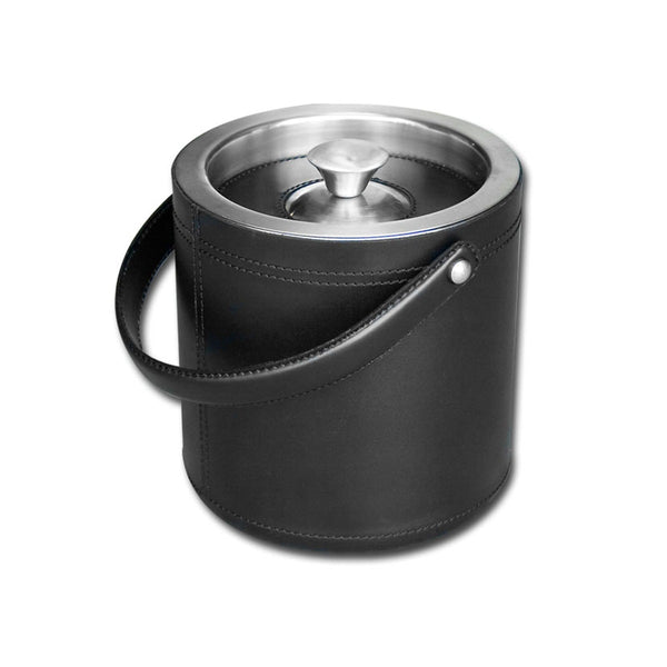 dacasso Classic Black Leather Ice Bucket