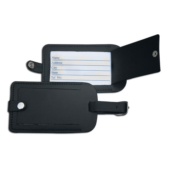 dacasso Classic Black Leather Luggage Tag