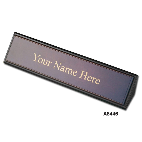 Dacasso Classic Black Leather Nameplate Holder