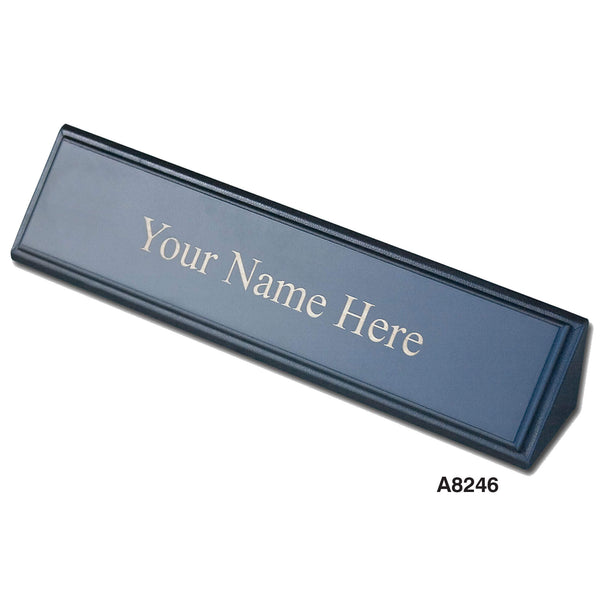 Dacasso Classic Black Leather Nameplate Holder