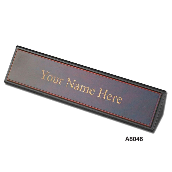 Dacasso Classic Black Leather Nameplate Holder