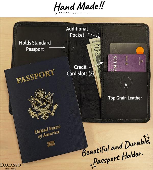 Dacasso Classic Black Leather Passport Holder