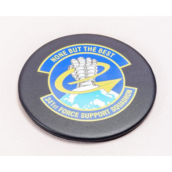 Dacasso Classic Black Leather Round Coaster