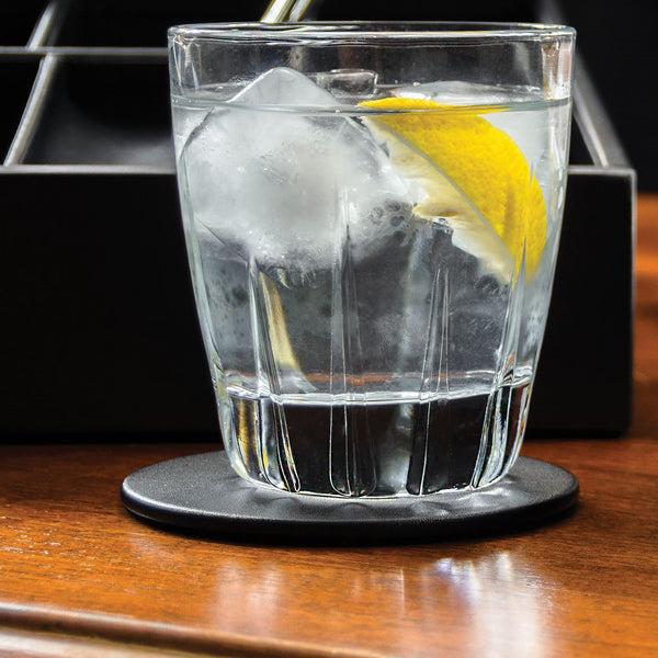 Dacasso Classic Black Leatherette Round Coaster
