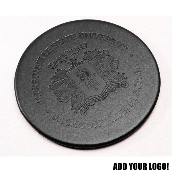 Dacasso Classic Black Leatherette Round Coaster