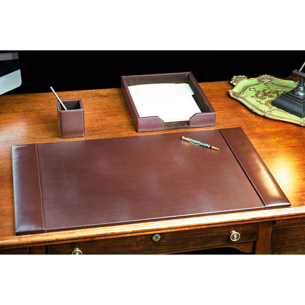 Dacasso Dark Brown Bonded Leather 3-Piece Desk Set