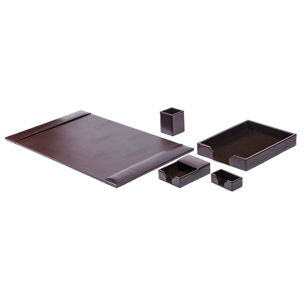 Dacasso Dark Brown Bonded Leather 5-Piece Desk Set