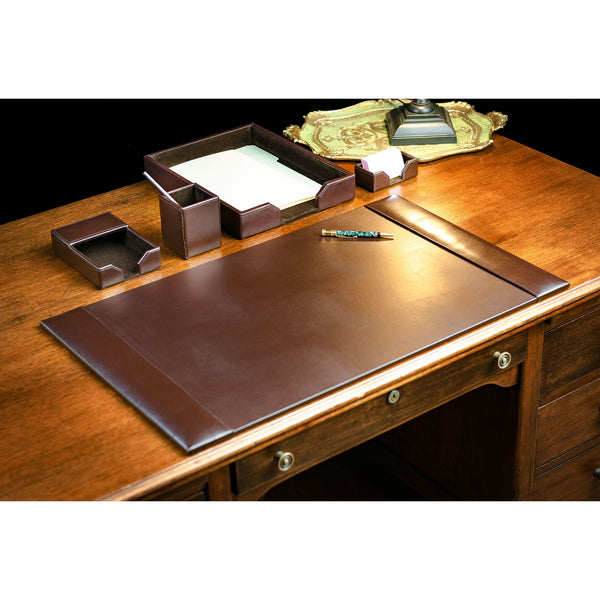 Dacasso Dark Brown Bonded Leather 5-Piece Desk Set