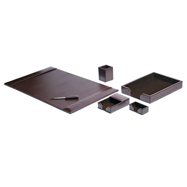 Dacasso Dark Brown Bonded Leather 6-Piece Desk Set