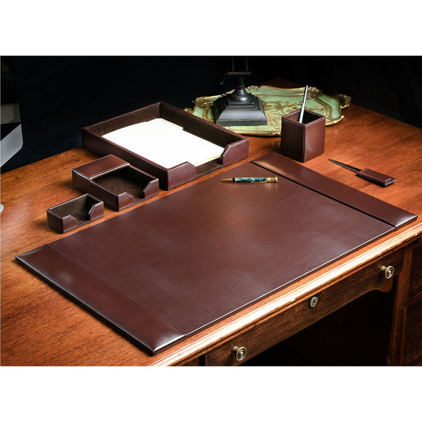 Dacasso Dark Brown Bonded Leather 6-Piece Desk Set